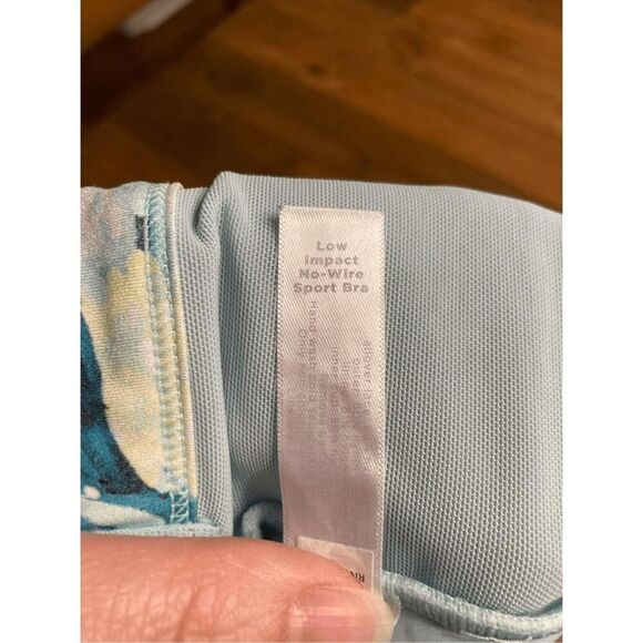 Sport by Cacique size 16 low impact no wire Sports Bra blue floral mesh - Picture 6 of 7